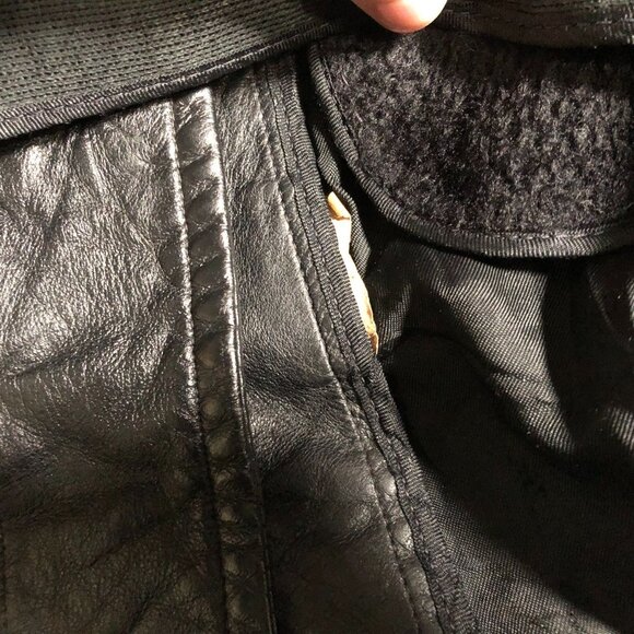 Women's Leather Jacket Black Blazer 8-10 Collared Button Front Classic - Picture 10 of 16